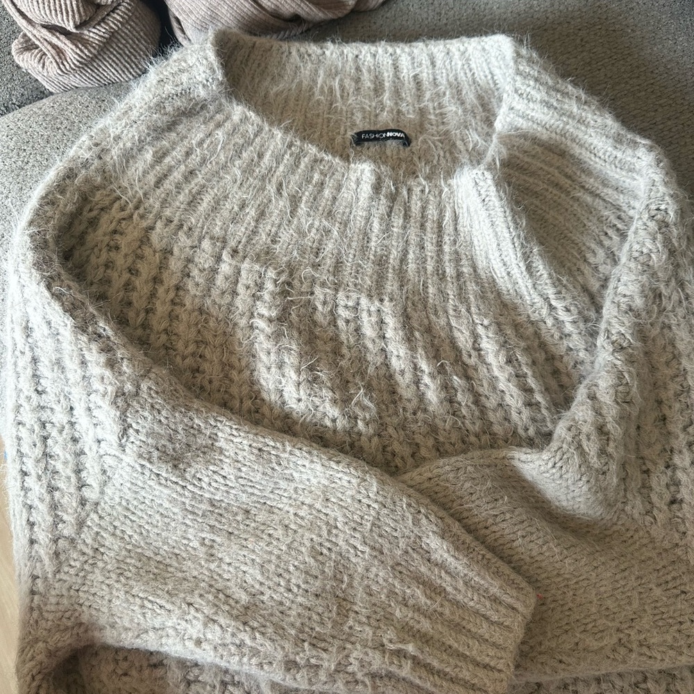 Cozy Beige Chunky Knit Sweater